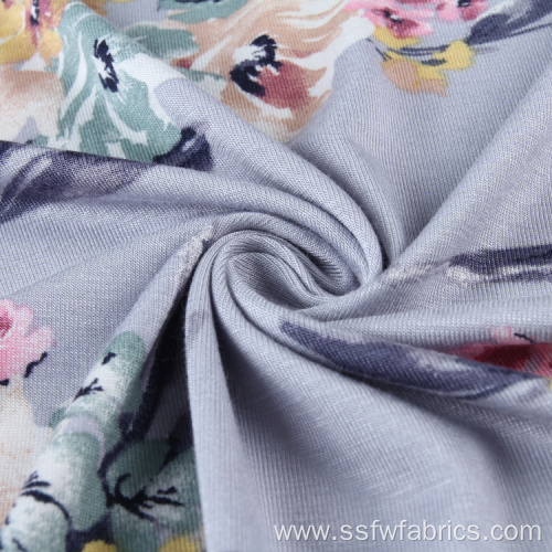 Rayon Grey Jersey Printed Knitting Fabric For Dress